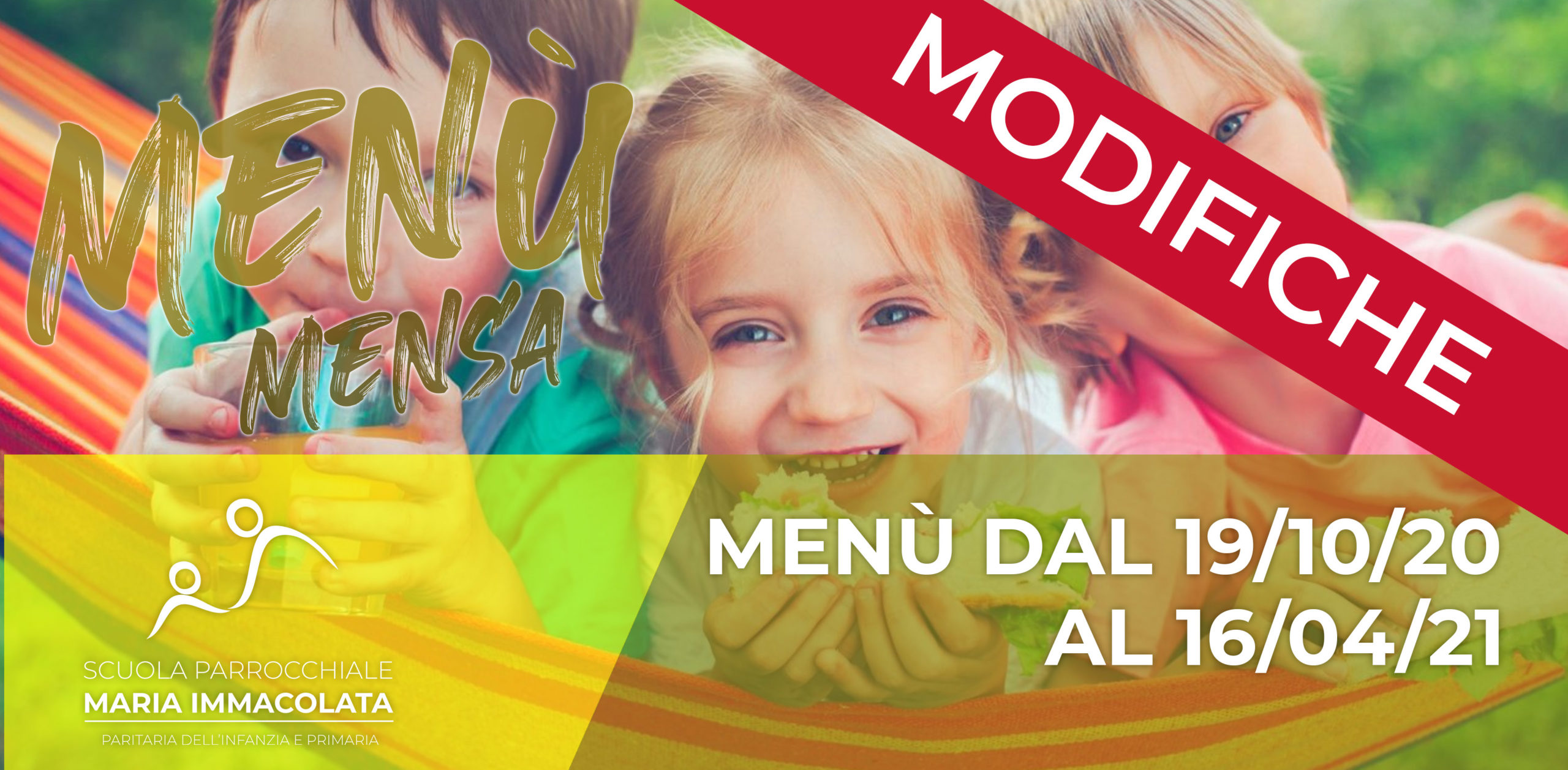 Modifiche al menù per la Scuola Primaria per il 24 e 26 novembre 2020