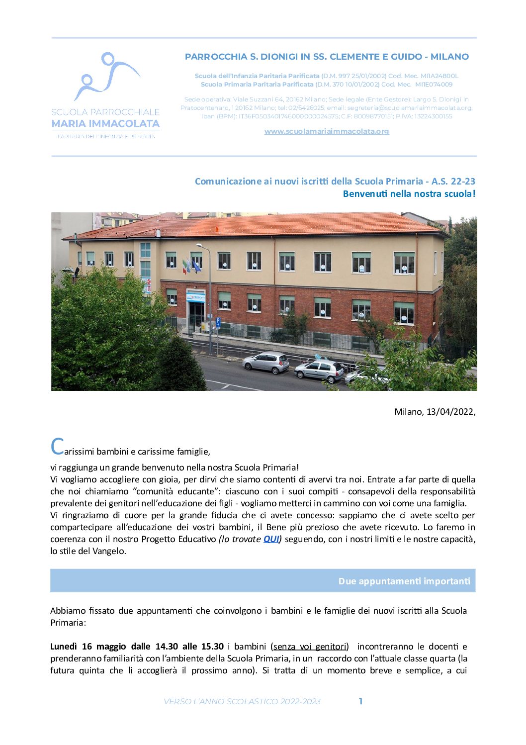 Comunicazione nuovi iscritti