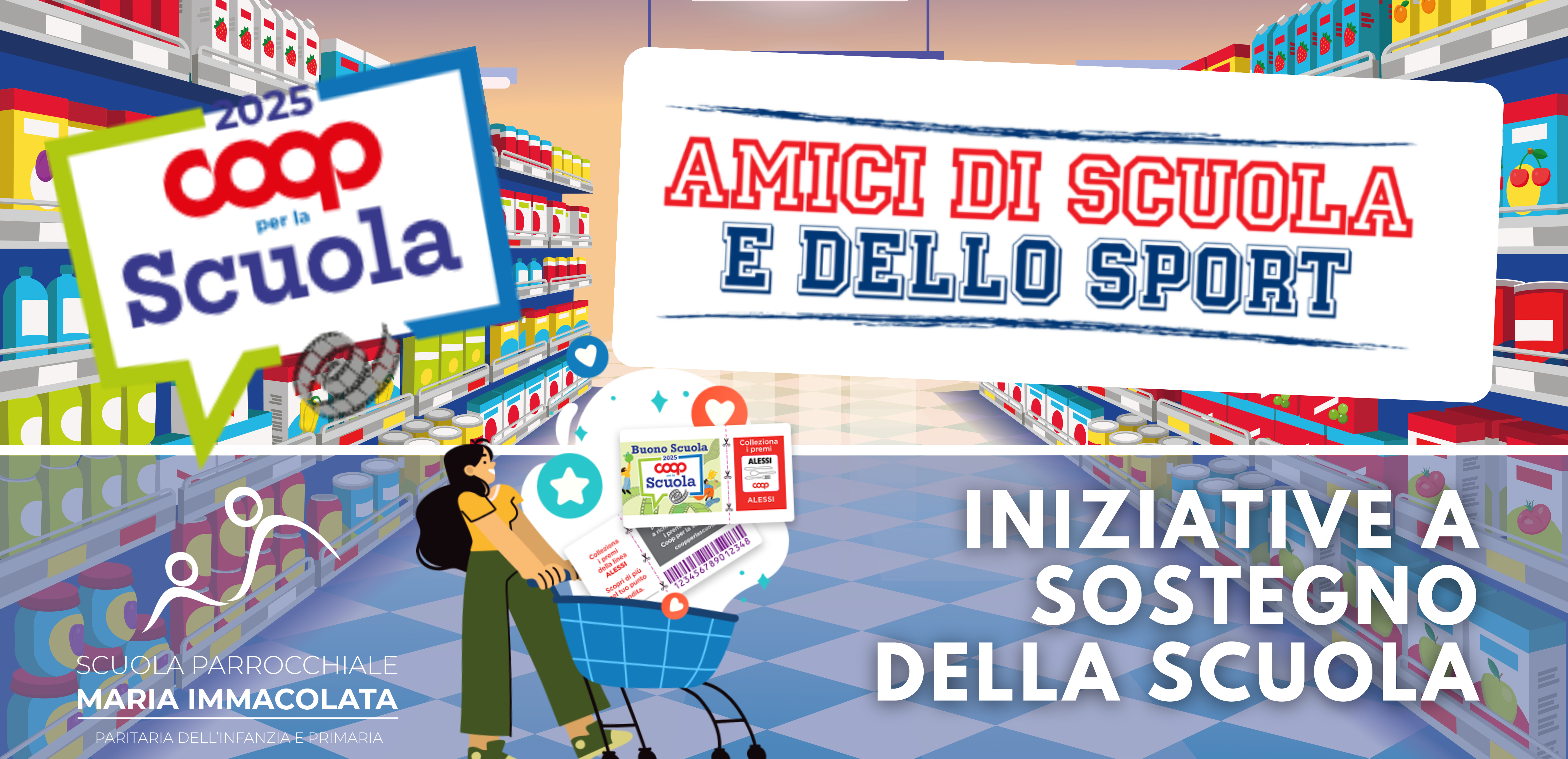 Spesa da Coop ed Esselunga per aiutare la scuola